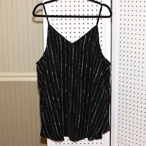 Plus Size 4X Shein Black & White Abstract Stripe Spaghetti Strap Swing Tank